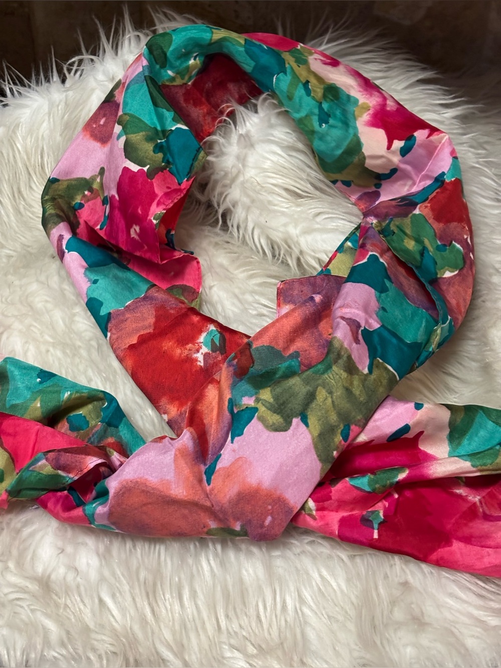 Floral Silk Scarf Classic Preppy Women’s Style Large